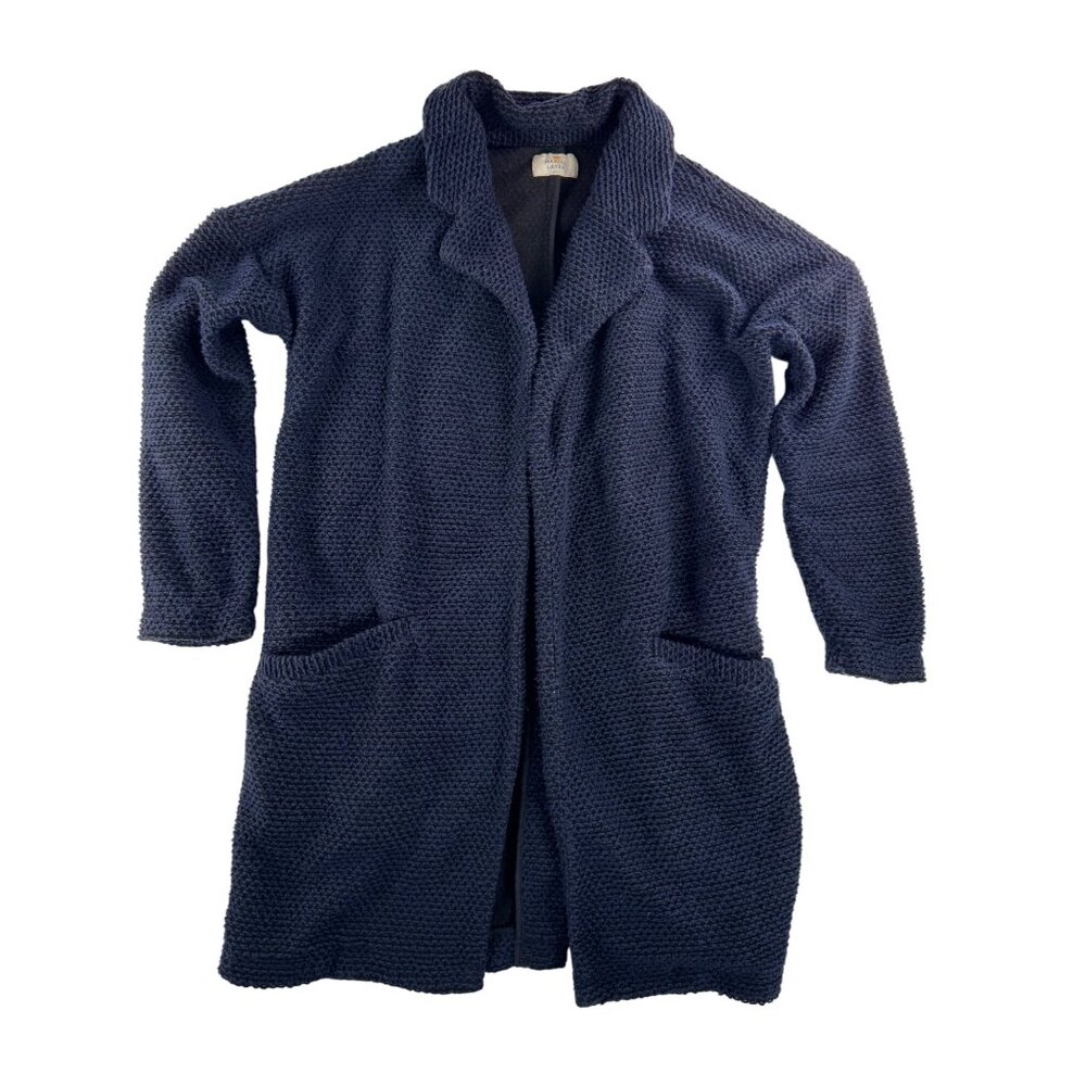 Marine Layer Bird eye cardigan waffle knit preppy navy‎ 90s sz S